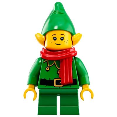 Elf - Bright Green Torso, Green legs, Bright Green Hat, Red Scarf