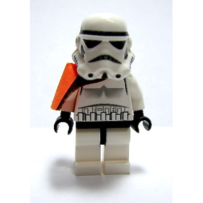 Sandtrooper - Orange Pauldron (Solid), No Survival Backpack, No Dirt Stains, Helmet with Dotted Mouth Pattern and Solid Black Head