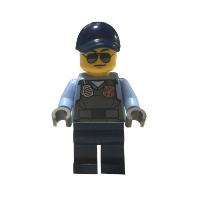 Police - City Officer, Sunglasses, Gray Vest with Radio and Gold Badge, Dark Blue Legs, Dark Blue Cap