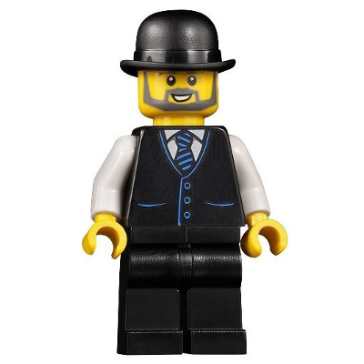 Accountant - Male, Black Vest with Blue Striped Tie, Black Legs, Black Bowler Hat, Beard