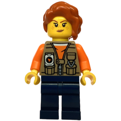 Jungle Photographer - Female, Dark Tan Vest over Orange Shirt, Dark Blue Legs, Dark Orange Hair