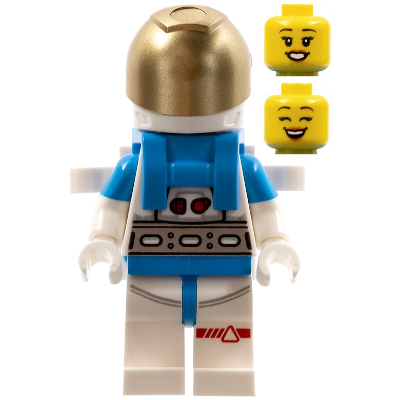 Produktbild Lunar Research Astronaut - Female, White and Dark Azure Suit, White Helmet, Metallic Gold Visor, Backpack Clips, Open Mouth Smile