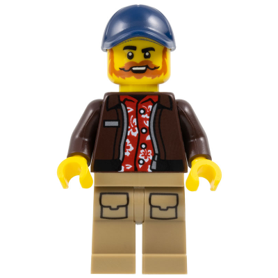 City Jungle Pilot - Dark Brown Jacket over Red Shirt, Dark Tan Legs, Dark Blue Cap