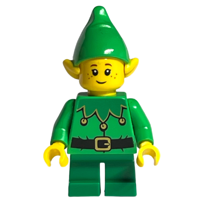 Elf - Green Scalloped Collar with Bells, Closed Mouth with Freckles