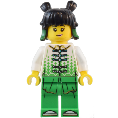 Mei - White Robe Top, Bright Green Pants