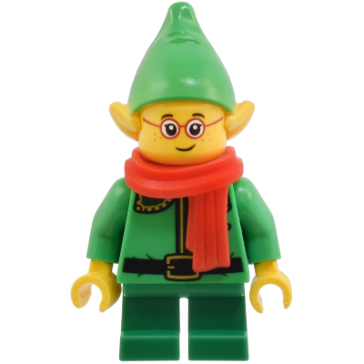 Elf - Dark Green Collar and Gold Horn, Red Scarf, Glasses