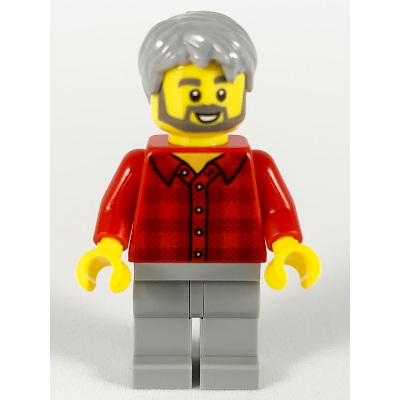 Male, Light Bluish Gray Hair, Dark Bluish Gray Beard, Red Flannel Shirt, Light Bluish Gray Legs