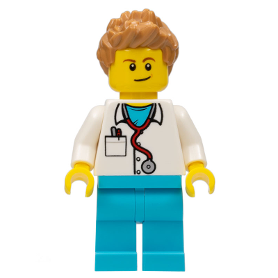 Doctor - Stethoscope, Medium Azure Legs, Medium Nougat Spiked Hair