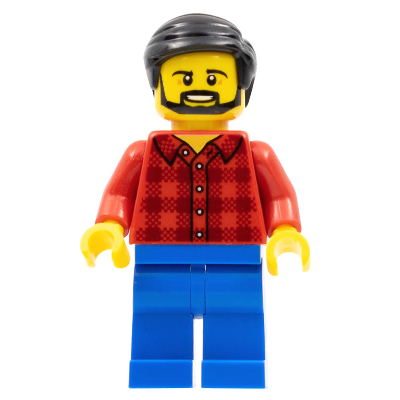 Flannel Shirt, Blue Legs, Black Hair, Beard