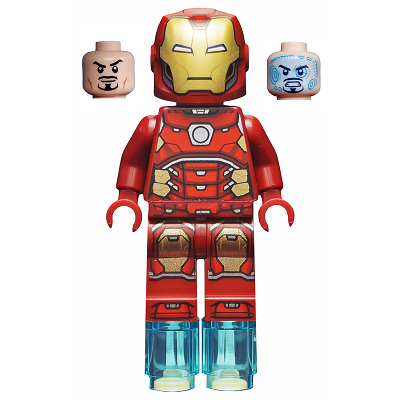 Iron Man with Silver Hexagon on Chest and 1 x 1 Round Bricks