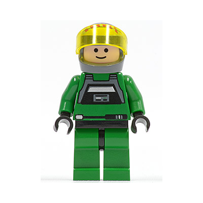 Rebel Pilot A-wing, Green Uniform, Black Eyes, Trans-Yellow Visor