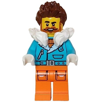 Arctic Explorer Captain - Male, Medium Azure Jacket, White Fur Collar, Reddish Brown Hair, Dark Orange Beard