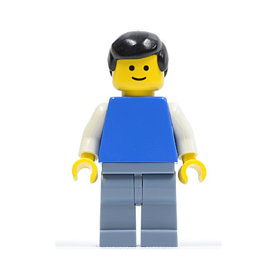 Plain Blue Torso with White Arms, Sand Blue Legs, Black Male Hair