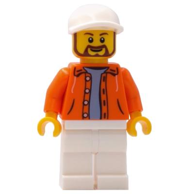 Orange Torso, White Legs, White Cap