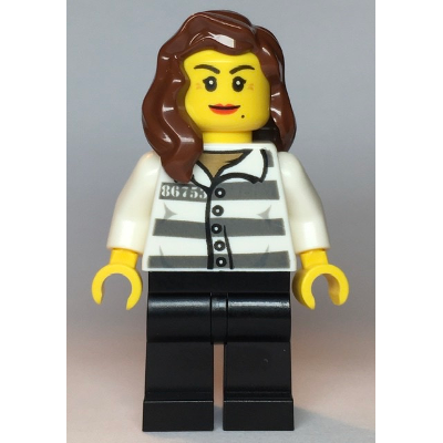 Police - Jail Prisoner 86753 Prison Stripes, Female, Reddish Brown Female Hair over Shoulder