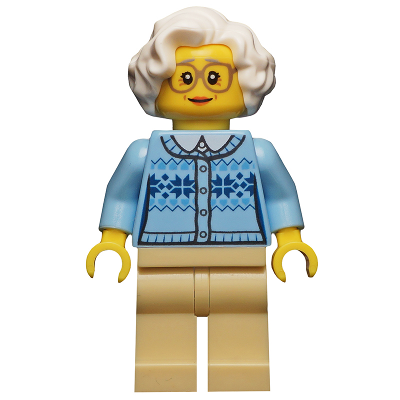 Grandmother - Fair Isle Sweater, White Hair, Tan Legs, Glasses