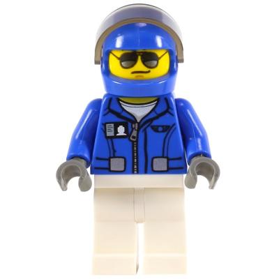 Pilot, Blue Jacket, White Legs, Blue Helmet with Visor, Sunglasses