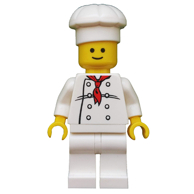 Chef - White Torso with 8 Buttons, Black Wrinkles, NO Back Print, White Legs, Standard Grin