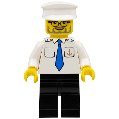 Produktbild Boat Captain with Blue Tie and Anchor on Pocket, White Hat