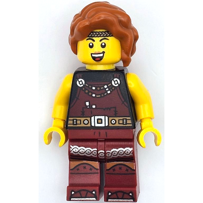 Viking Blacksmith - Female, Dark Red Overalls, Dark Red Legs with Trim, Dark Orange Hair