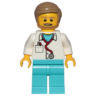 Doctor - Stethoscope, Medium Azure Legs, Dark Tan Smooth Hair, Beard