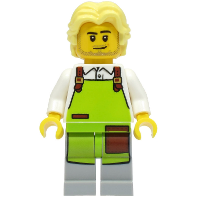 Cyclist - Male, White Shirt, Lime Apron, Bright Light Yellow Hair