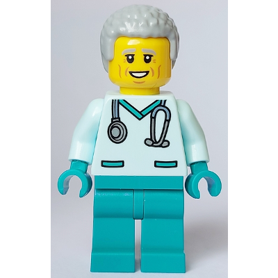 Veterinarian - Male, Light Aqua Scrubs, Dark Turquoise Legs, Light Bluish Gray Hair