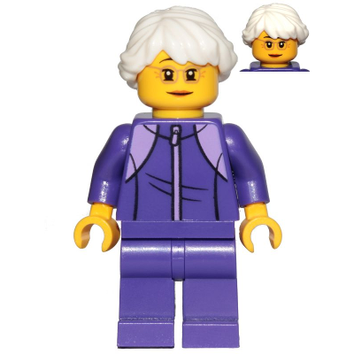 Grandmother - Dark Purple Tracksuit, White Hair, Glasses