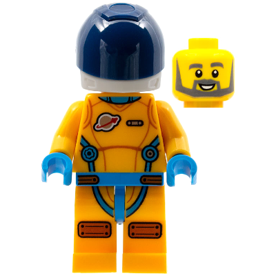 Produktbild Lunar Research Astronaut - Male, Bright Light Orange and Dark Azure Suit, White Helmet, Dark Blue Visor, Beard