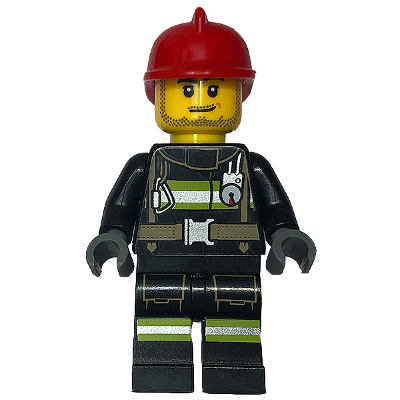 Fire - Reflective Stripes with Utility Belt, Red Fire Helmet, Male Smirk