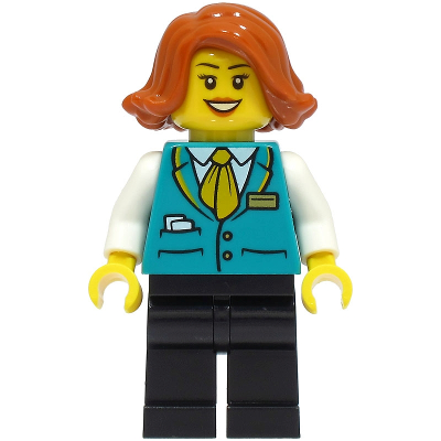 Bus Driver - Female, Dark Turquoise Vest, Black Legs, Dark Orange Hair