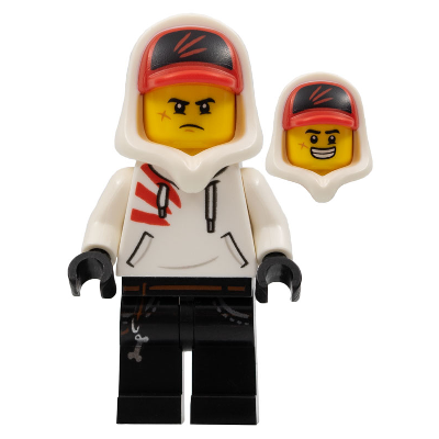 Jack Davids - White Hoodie with Cap and Hood (Large Smile / Grumpy)