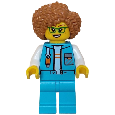 Arctic Explorer Researcher - Female, Medium Azure Jacket with Flash Drive, Medium Azure Legs, Medium Nougat Hair, Glasses