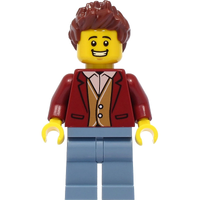 Teacher - Male, Dark Red Suit Jacket, Sand Blue Legs, Reddish Brown Hair