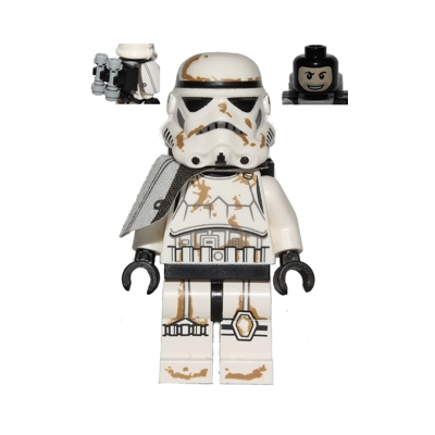 Sandtrooper - White Pauldron, Survival Backpack, Dirt Stains, Balaclava Head Print and Helmet with Dotted Mouth Pattern