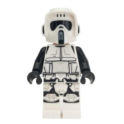 Scout Trooper, Dual Molded White and Black Helmet, Open Mouth