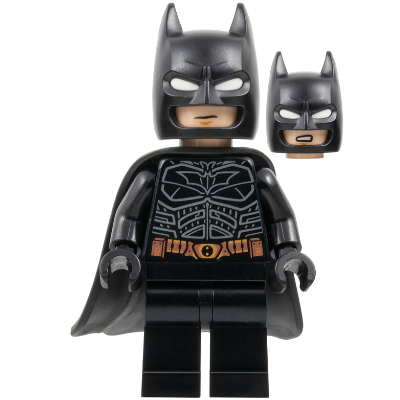 Batman - Black Suit with Copper Belt, Cowl with White Eyes, Flexible Rubber Cape