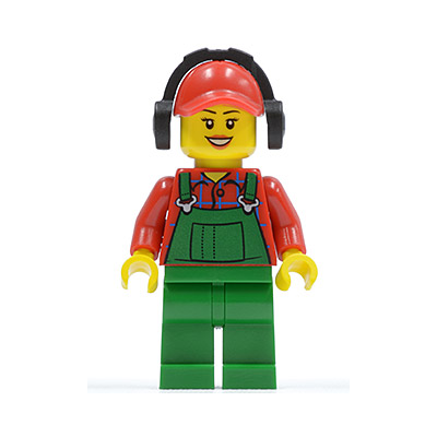 Overalls Farmer Green, Red Cap with Hole, Headphones